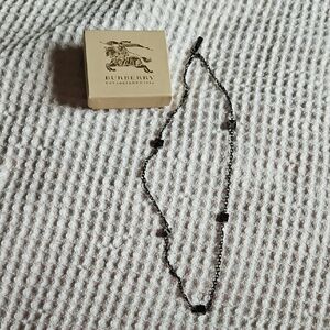 Burberry Gun Metal Necklace With Box